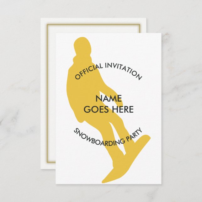 Convite de festas personalizável de snowboard (Frente/Verso)