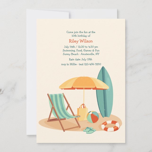 Convite de festas perto da praia (Frente)