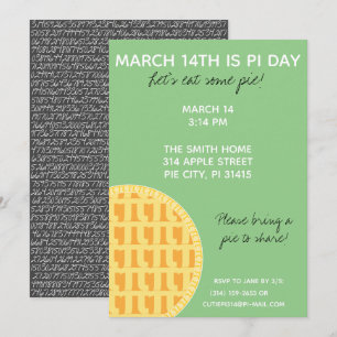 Convite de festas Pi Day com Dígitos Pi na Parte 