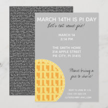 Convite de festas Pi Day com Dígitos Pi na Parte T