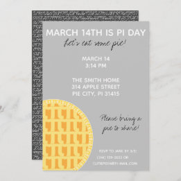 Convite de festas Pi Day com Dígitos Pi na Parte T