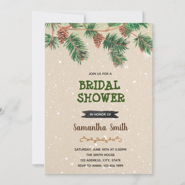 convite de festas pinecone do Natal (Frente)