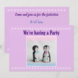 Convite de festas Pinguim Bonito