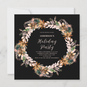 Convite de festas Pink Wreath de Natal