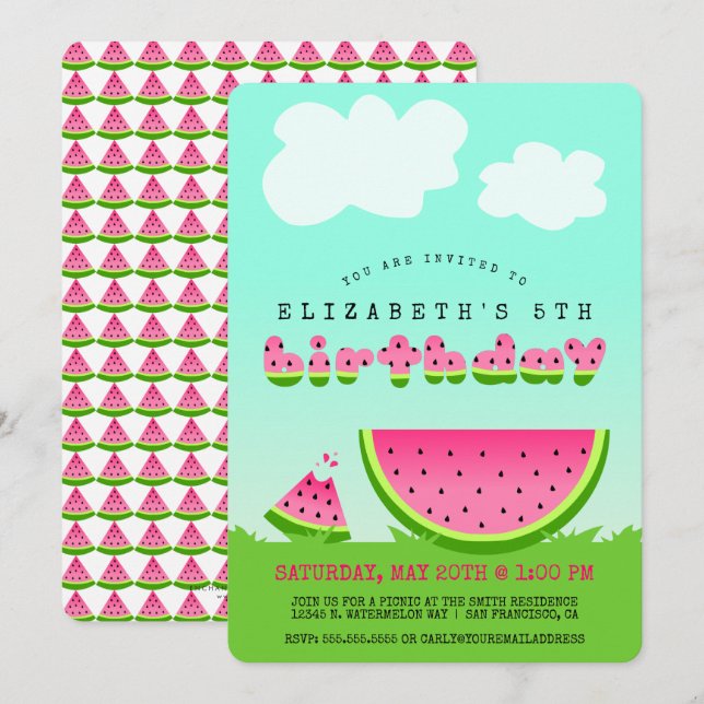 Convite de festas Piquenique de Aniversário da Mel (Frente/Verso)