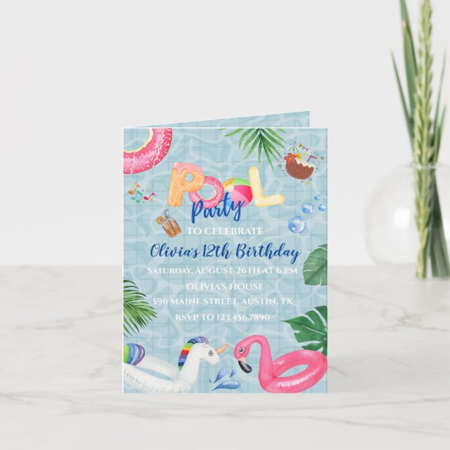 Convite de festas piscina (Frente)
