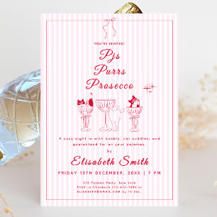 Convite de festas PJs, Purrs e Prosecco Cat Pajama