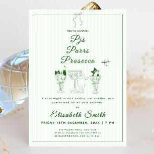 Convite de festas PJs, Purrs e Prosecco Cat Pajama