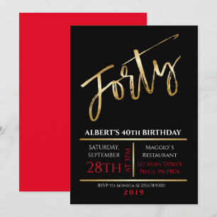 convite de festas preto aniversário de 40 anos Do