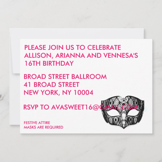CONVITE DE FESTAS PRETO DA MÁSCARA (Frente)