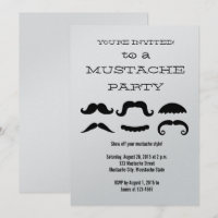 Convite de festas preto do bigode do divertimento