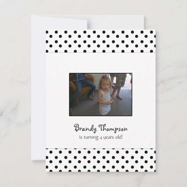 Convite de festas Preto e Branco (Frente)