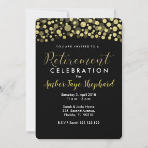 Convite de festas, preto e ouro da aposentadoria