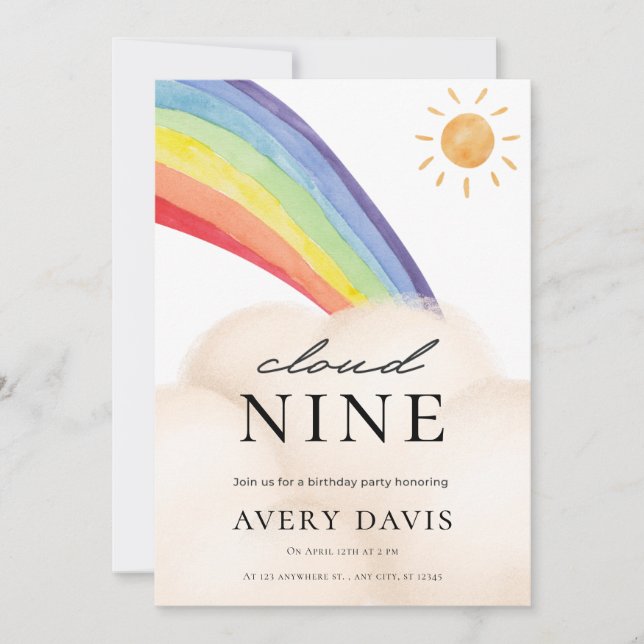 Convite de festas Primavera arco-íris (Frente)