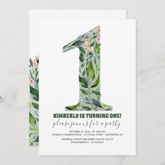  Convite de festas primeiro aniversario (Frente/Verso)