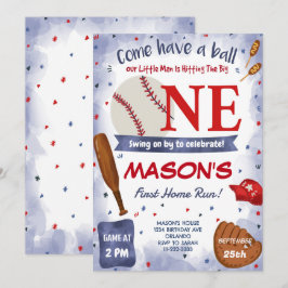 Convite de festas primeiro aniversario de baseball