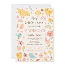 Convite de festas primeiro aniversario de frango