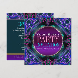 Convite de festas psicadélico do adulto de