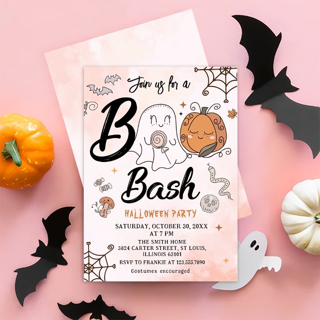 Convite de festas Pumpkin Boo Halloween Bash (Criador carregado)