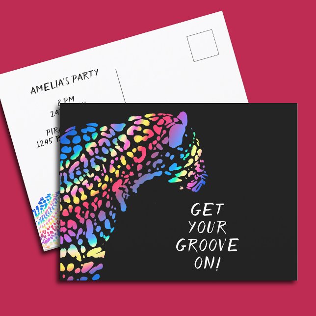 Convite de festas Rainbow Jaguar (Criador carregado)