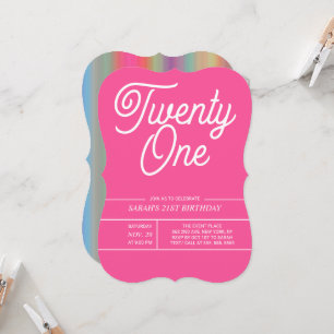 Convite de festas Rainbow Modern aniversário de 21