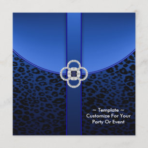 Convite de festas Real Azul-Leopardo