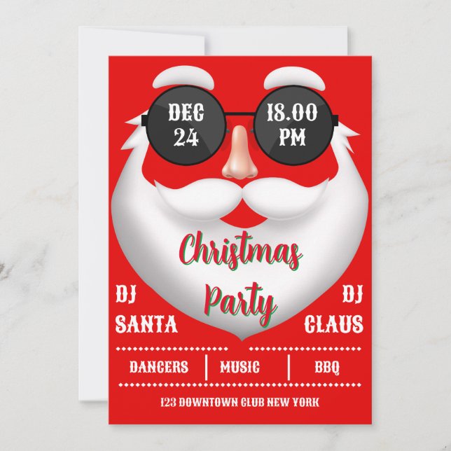 Convite de festas Red Christmas (Frente)