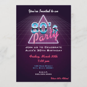 Convite de festas retro do anos 80