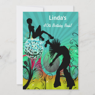 convite de festas retro do disco do aqua