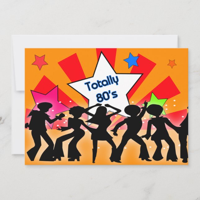 convite de festas retrô totalmente anos 80 (Frente)