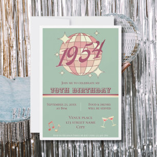 Convite de festas retrógrado de 70 de 1954