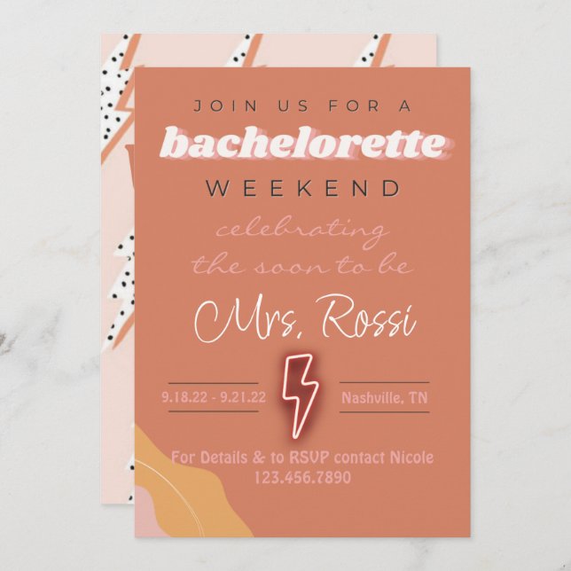 Convite de festas Rock & Roll Bach (Frente/Verso)