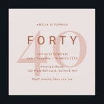 Convite de festas Rosa Contemporâneo<br><div class="desc">Este convite de festas moderno de aniversário de 40 anos de tipografia é perfeito para uma festa de aniversário moderna. O simples design apresenta sotaques rosa cor-de-rosa num esquema tipográfico com um toque moderno. Personalizável em qualquer cor. Mantenha o design mínimo e elegante, como está, ou personalize-o adicionando seus próprios...</div>