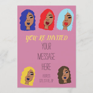 Convite de festas Rosa das Garotas Glam