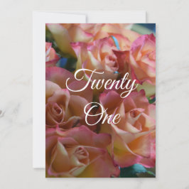 Convite de festas Rosa de 21 aniversário de 21 ano