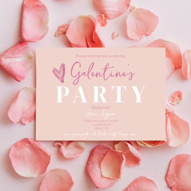 Convite de festas Rosa Galentines (Pink Galantines Girl Friends Party Invitation
)