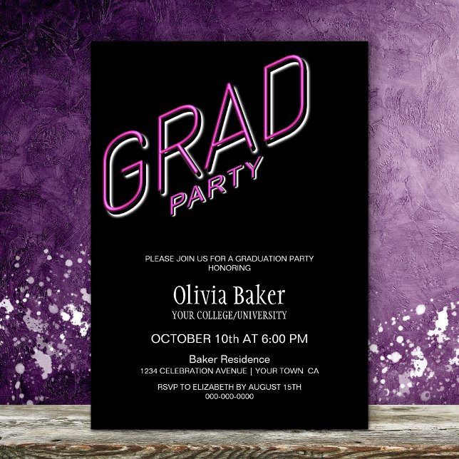 Convite de festas Rosa Preto (Criador carregado)