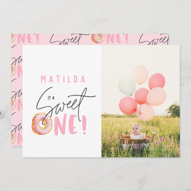 convite de festas rosquinha doce de um primeiro an (Frente/Verso)