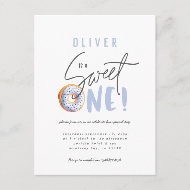 convite de festas rosquinha doce de um primeiro an (Frente)