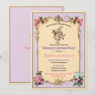 convite de festas roxo de chá da tarde de aposent