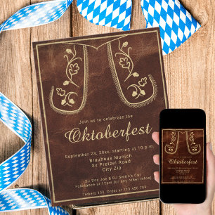 Convite de festas Rustic Lederhosen Oktoberfest