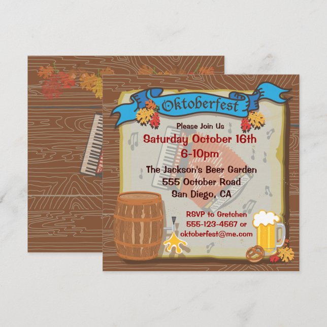 Convite de festas Rustic Oktoberfest (Frente/Verso)