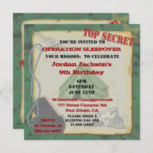 Convite de festas Rustic Sleepover