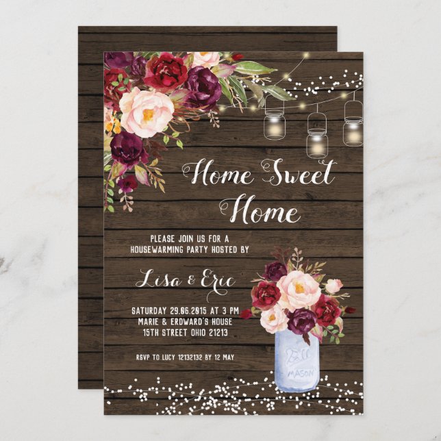 Convite de festas Rustic Winter Housearming (Frente/Verso)