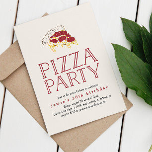 Convite de festas rústico da pizza