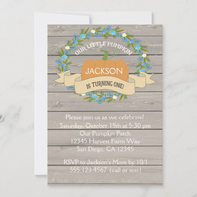 Convite de festas rústico do primeiro aniversario (Frente)