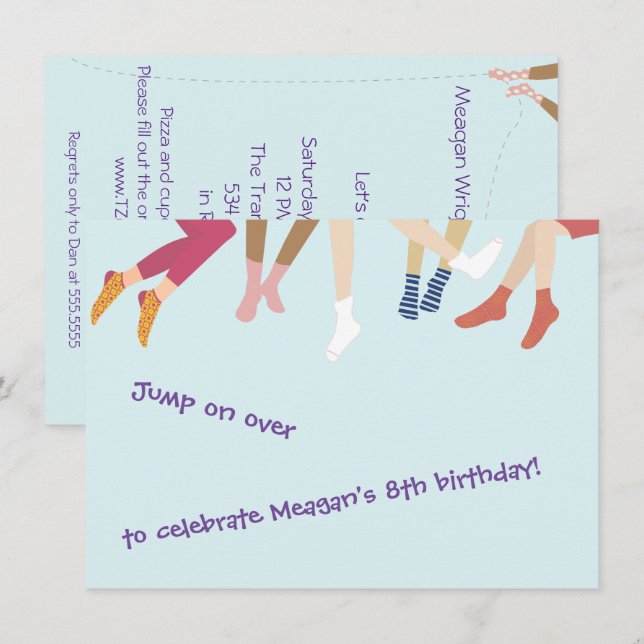 Convite de festas Saltar E Voltar (Frente/Verso)