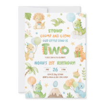 Convite de festas segundo aniversário do Dinossaur