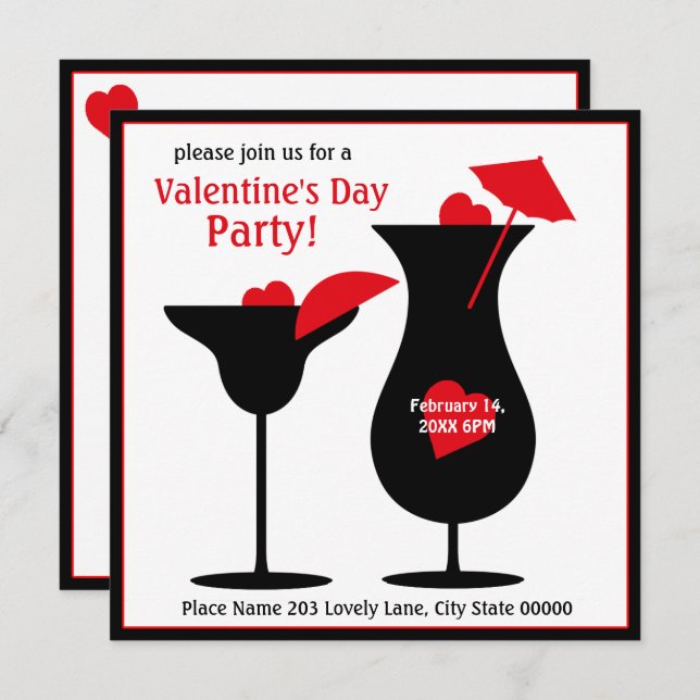 Convite de festas simples Dias de os namorados (Frente/Verso)