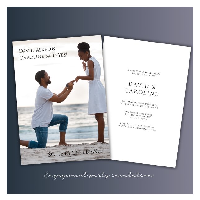 convite de festas simples moderno de engajamento d (personalized modern simple photo engagement party invitation )